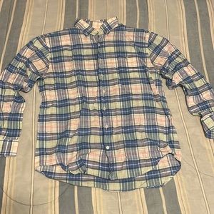 Light Blue Patterned Vineyard Vines Classic Tucker Button Up Shirt, Size: L